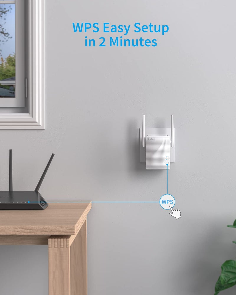 BrosTrend WiFi Extender AC1200 WiFi Booster and Signal Amplifier, 1200Mbps Dual Band WiFi Extender Signal Booster for Home Coverage Up to 1600 sq.ft. Internet Booster, WPS Easy Setup, Wall Plug Design - Image 5